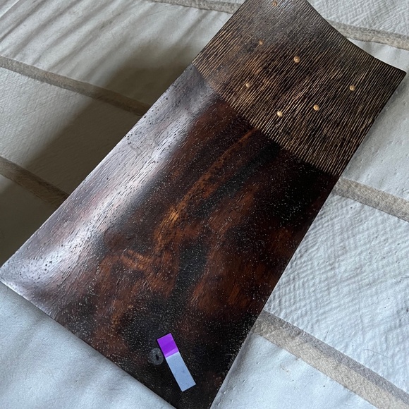 5 Piece Rectangular Wood Plate Serving Set W/ Carved Design--4 Plates, 1 Platter - Picture 8 of 9